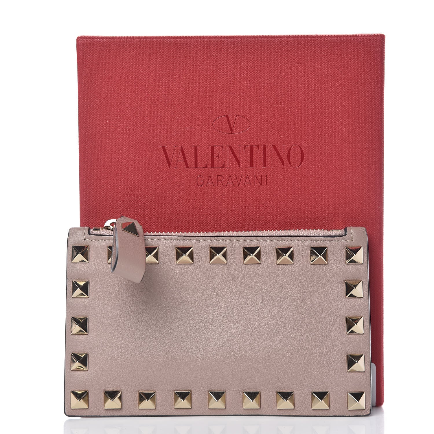 Valentino Garavani Vitello Rockstud Coin Case Card Holder Poudre 9 of 9