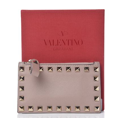 Valentino Garavani Vitello Rockstud Coin Case Card Holder Poudre 9 of 9