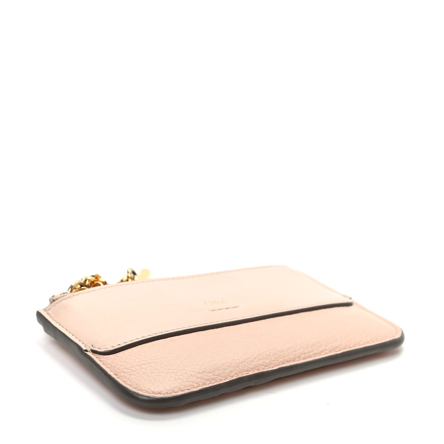Grained Calfskin Drew Card Holder Cement Pink