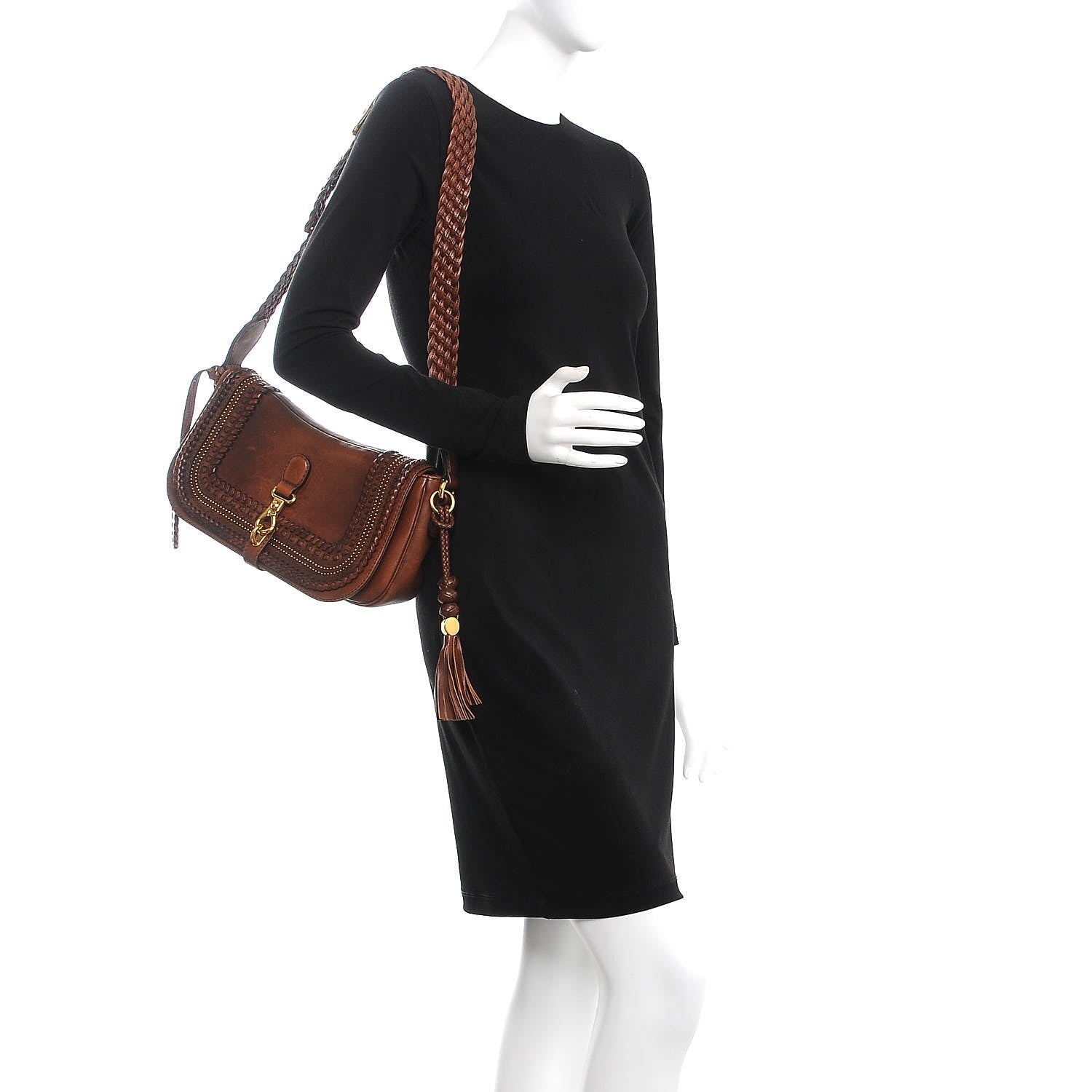 Gucci Calfskin Handmade Medium Flap Shoulder Bag Brown 2 of 8
