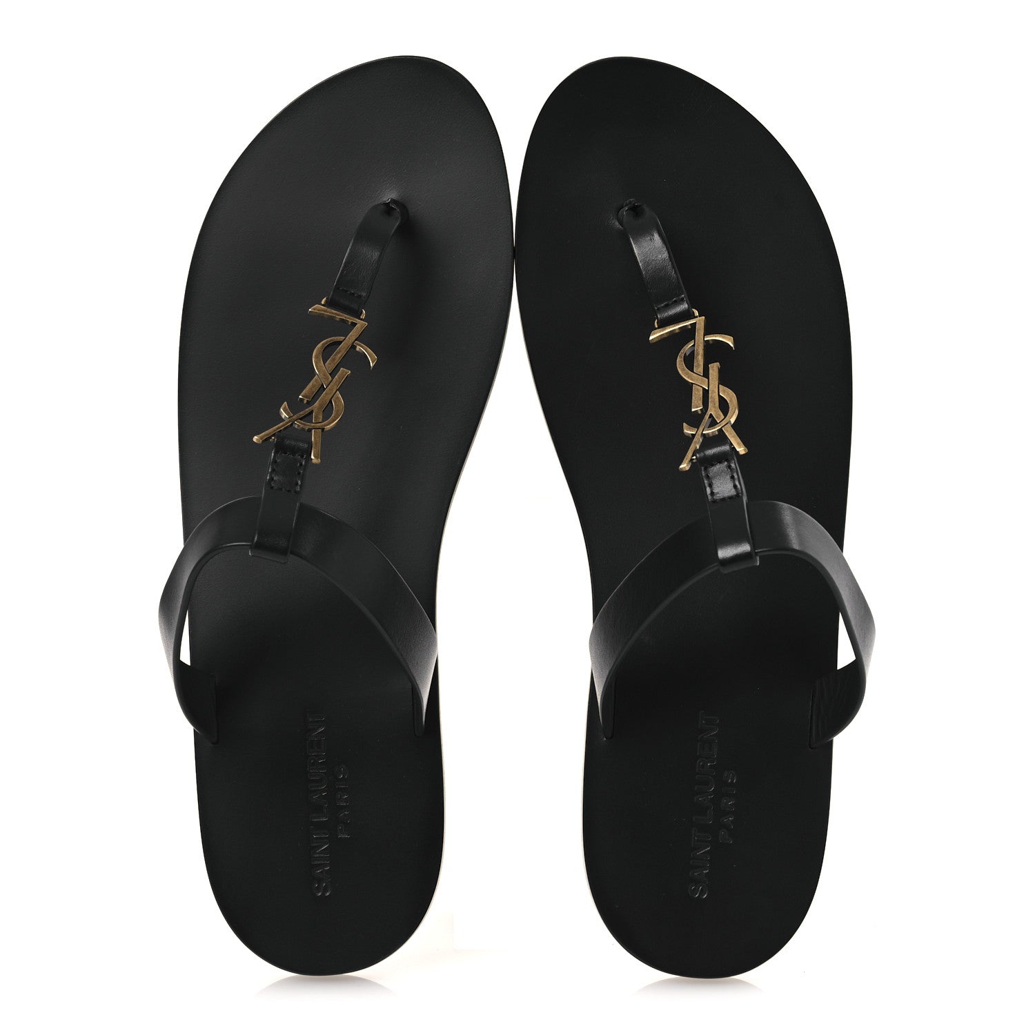 Saint Laurent Calfskin Mens Cassandra Monogram Sandals 45 Black 2 of 11