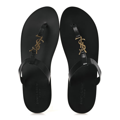 Saint Laurent Calfskin Mens Cassandra Monogram Sandals 45 Black 2 of 11