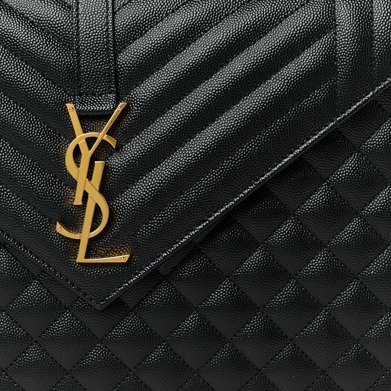 Saint Laurent Grain De Poudre Textured Mixed Matelasse Large Triquilt Monogram Satchel Black 9 of 11
