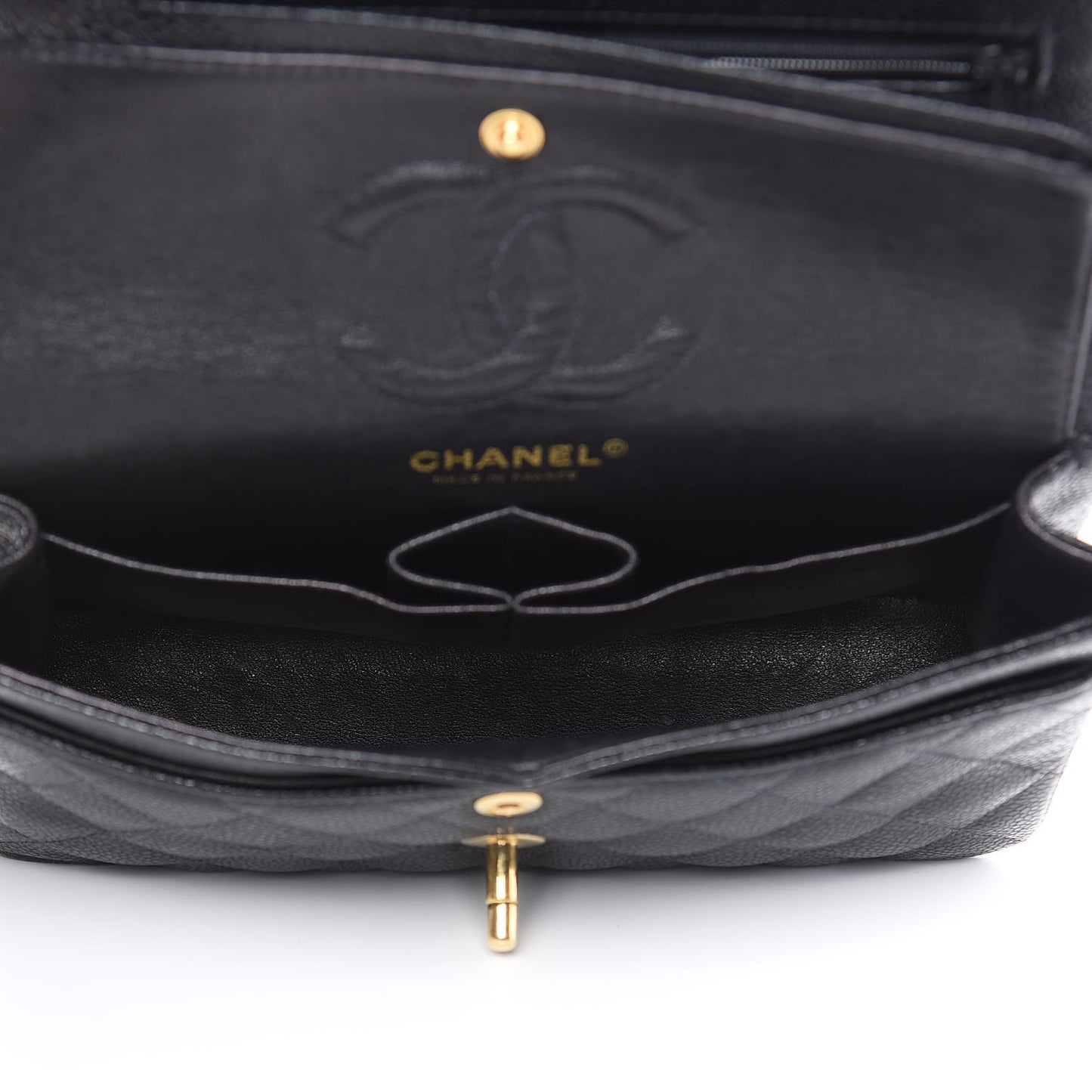 Caviar Quilted Small Double Flap Black