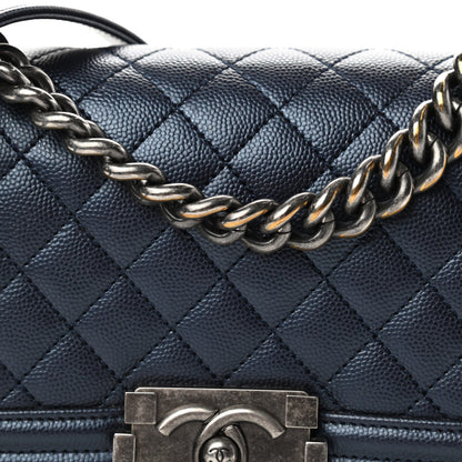 Chanel Iridescent Caviar Quilted Small Boy Flap Navy 8 of 11