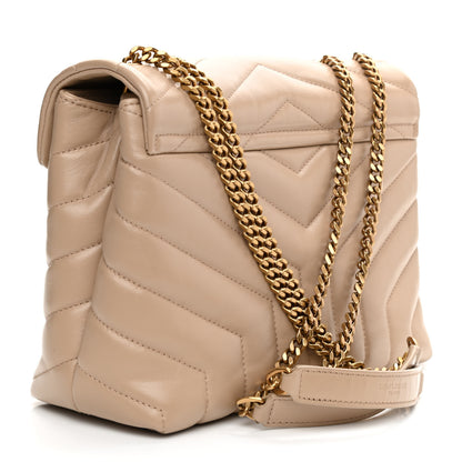Saint Laurent Calfskin Y Quilted Monogram Small Loulou Chain Satchel Dark Beige 3 of 11