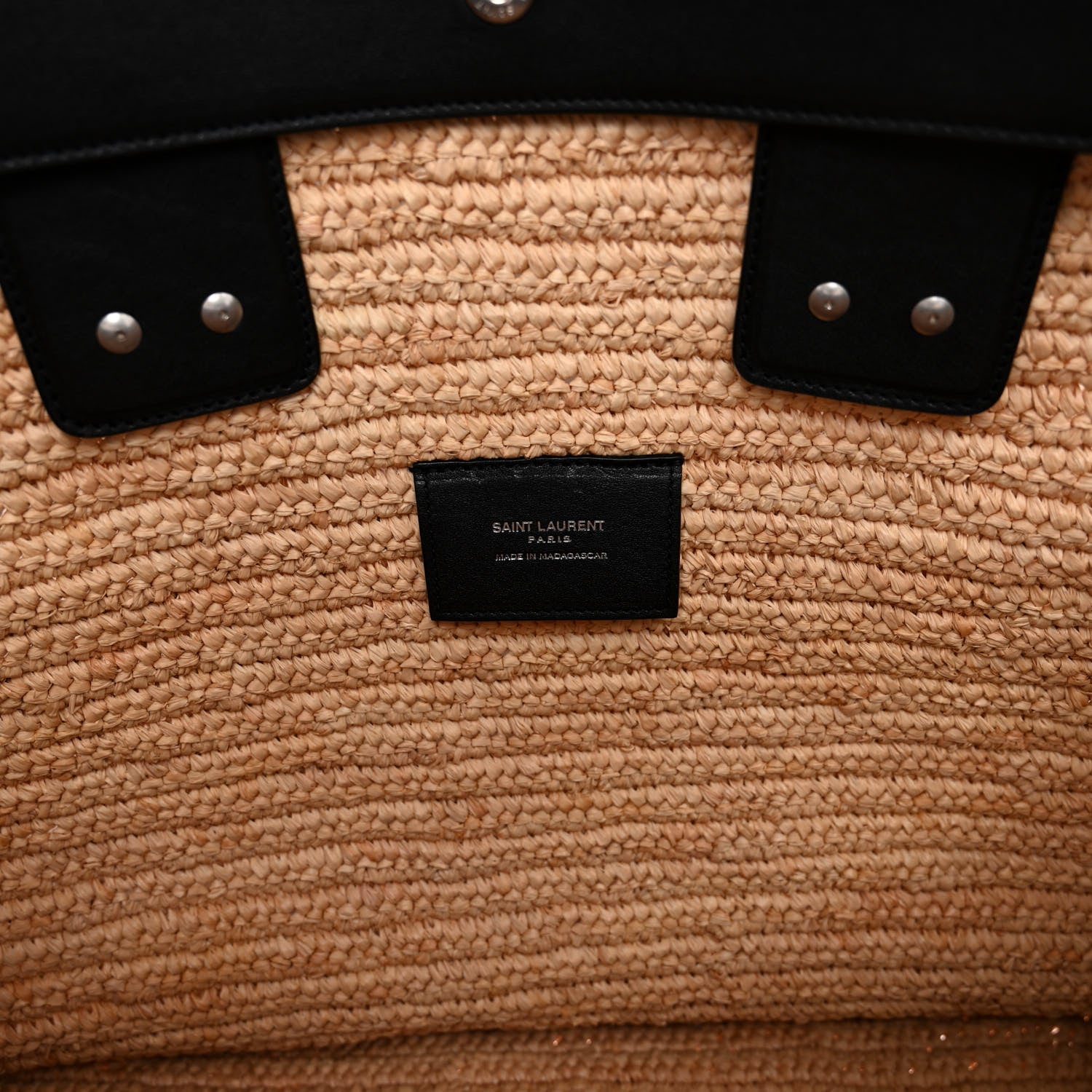 Saint Laurent Raffia Calfskin Rive Gauche Tote Naturale Black 6 of 10