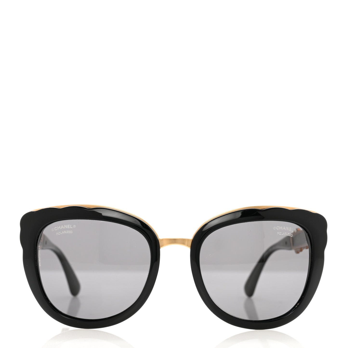 Acetate Polarized Bijou Cat Eye Sunglasses 5354 Black