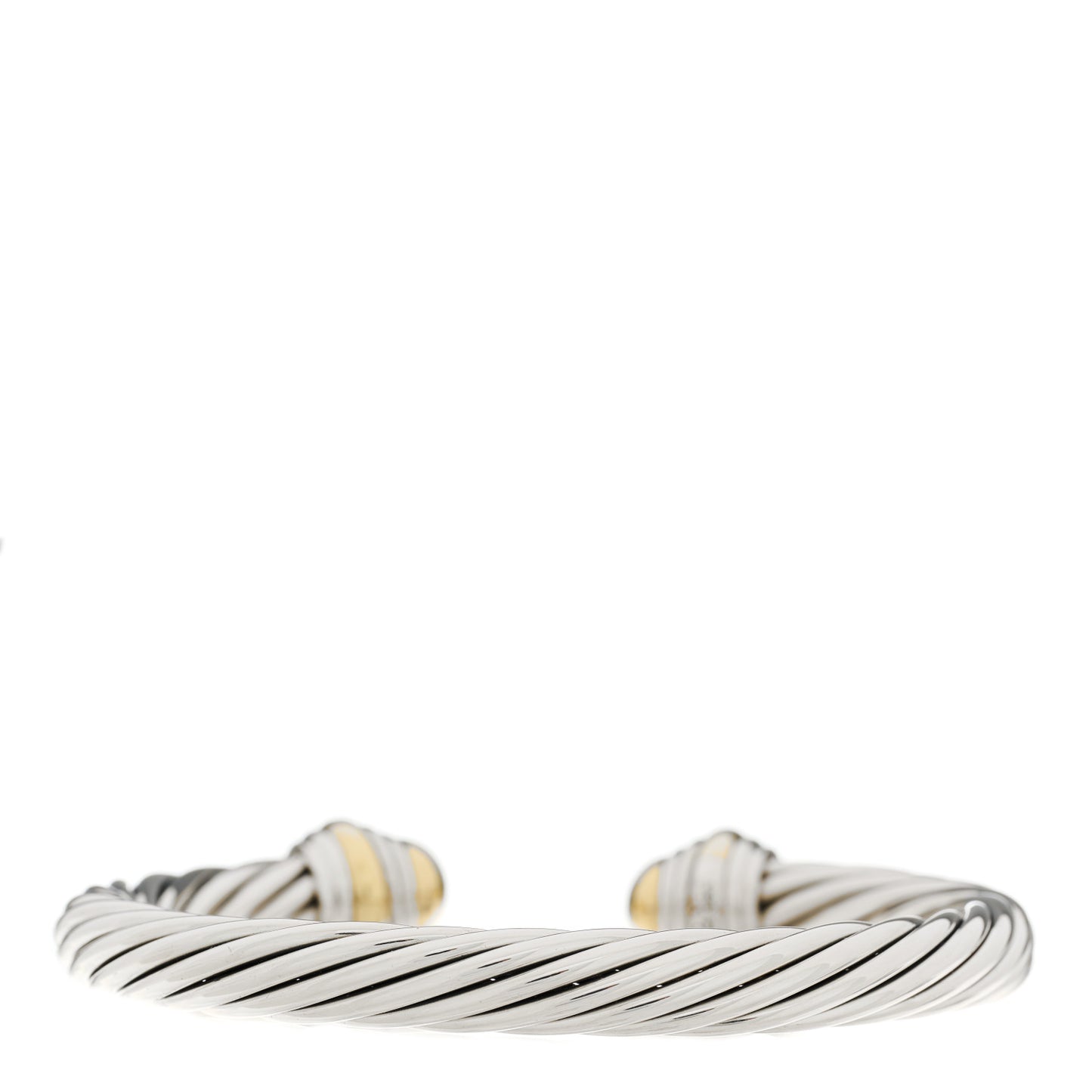 Sterling Silver 14K Yellow Gold 7mm Cable Classics Dome Bracelet