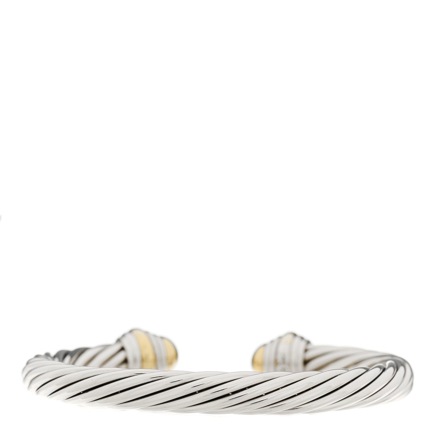 David Yurman Sterling Silver 14K Yellow Gold 7mm Cable Classics Dome Bracelet 2 of 3