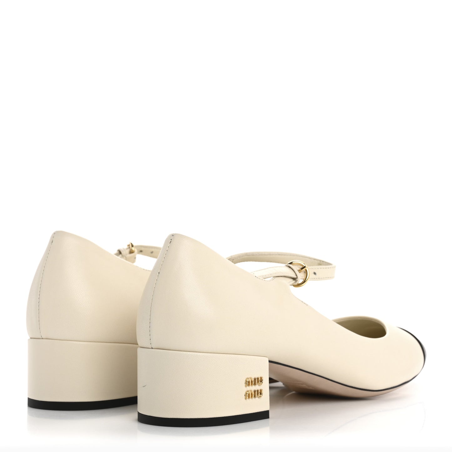 Nappa Mary Jane 40mm Pumps 37 Avorio Black