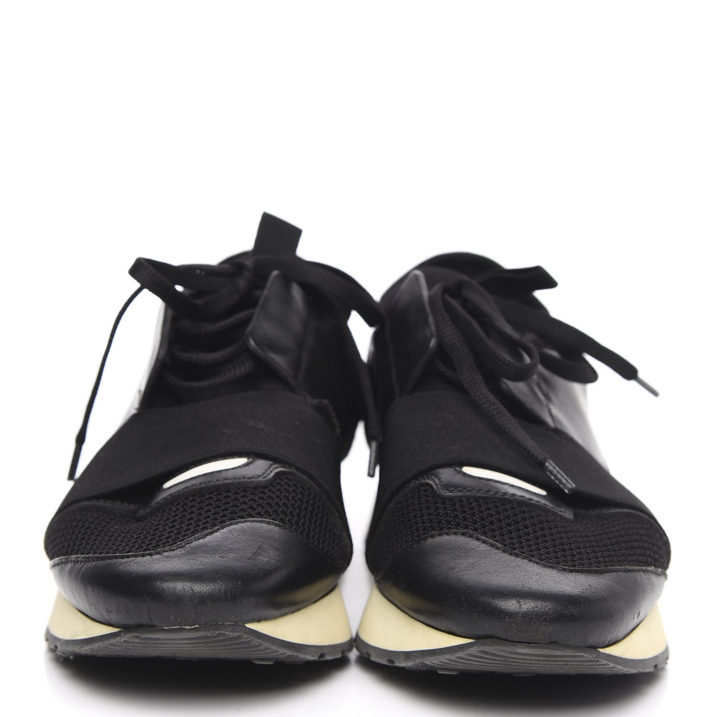 Mesh Calfskin Neoprene Suede Womens Race Runner Sneakers 39 Black