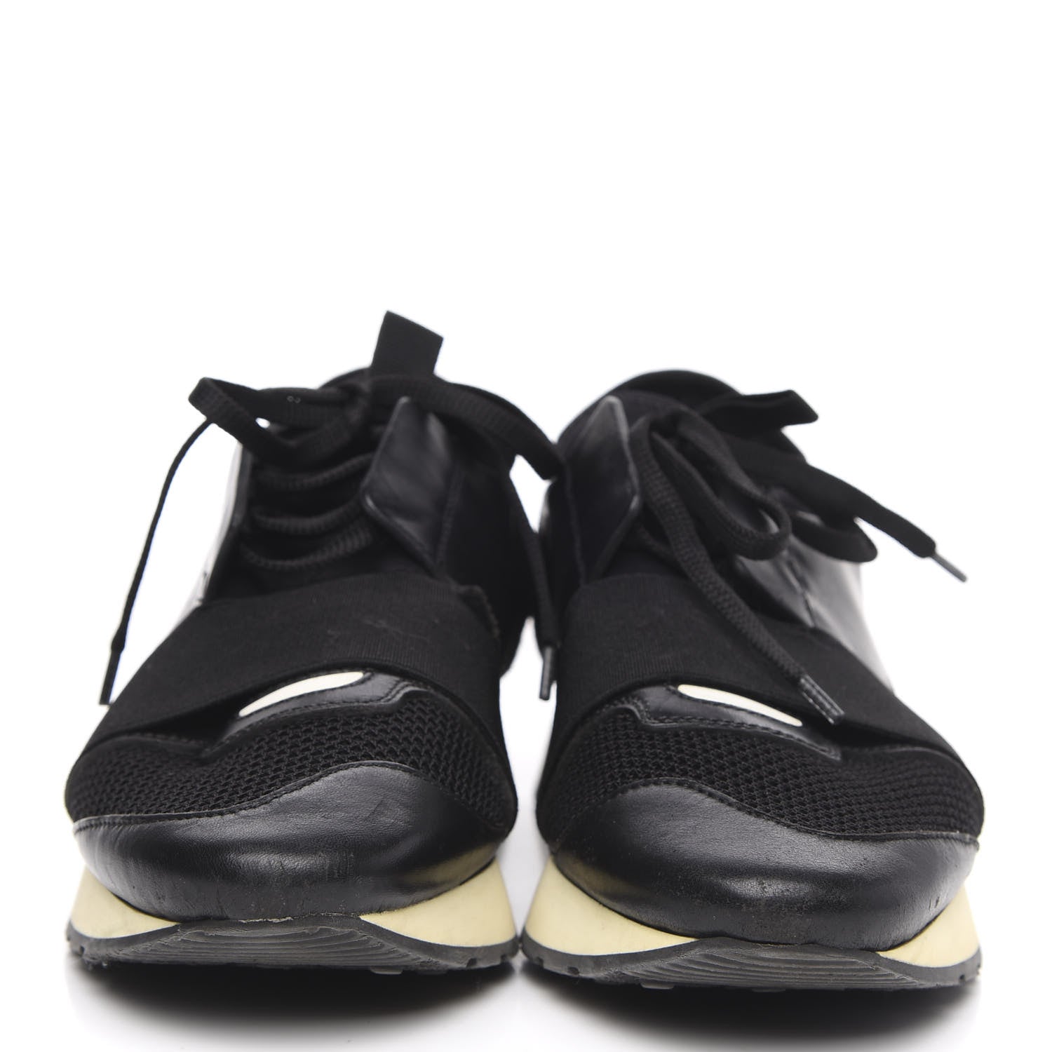 Balenciaga Mesh Calfskin Neoprene Suede Womens Race Runner Sneakers 39 Black 2 of 8