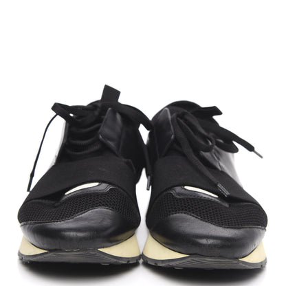 Balenciaga Mesh Calfskin Neoprene Suede Womens Race Runner Sneakers 39 Black 2 of 8