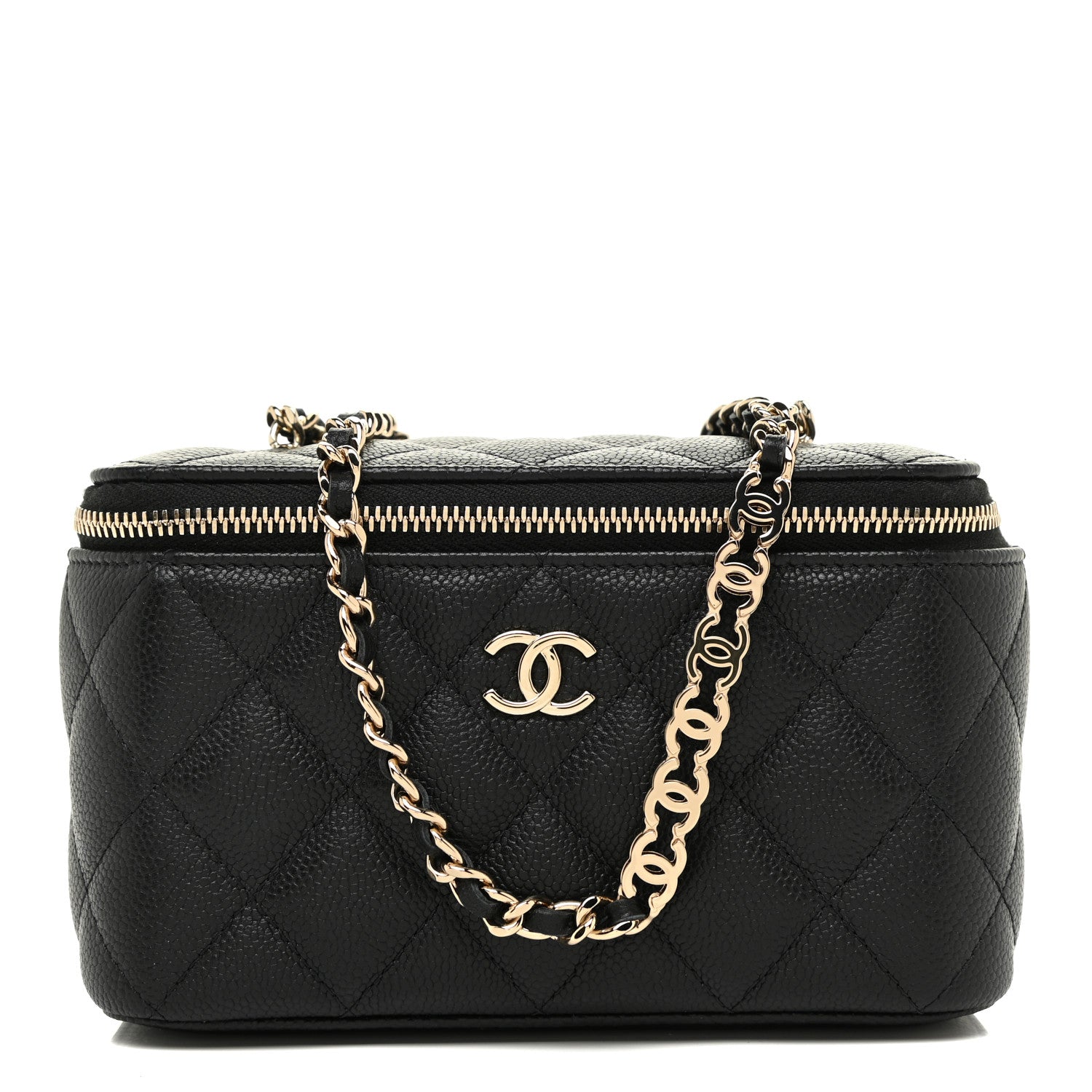Chanel Caviar Quilted Small Tiny CC Vanity Case With Chain Black 1 of 12