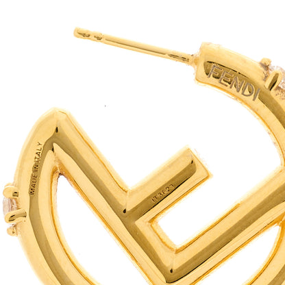Fendi Metal Crystal F Hoop Earrings Soft Gold 4 of 5