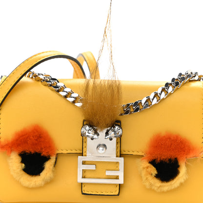 Fendi Nappa Rabbit Fox Fur Micro Buggie Baguette Sunflower 8 of 10