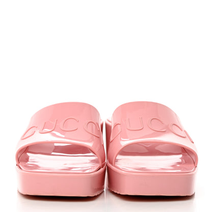 Gucci Rubber Gucci Logo Womens Platform 20/60mm Slide Sandals 36 Wild Rose 2 of 8
