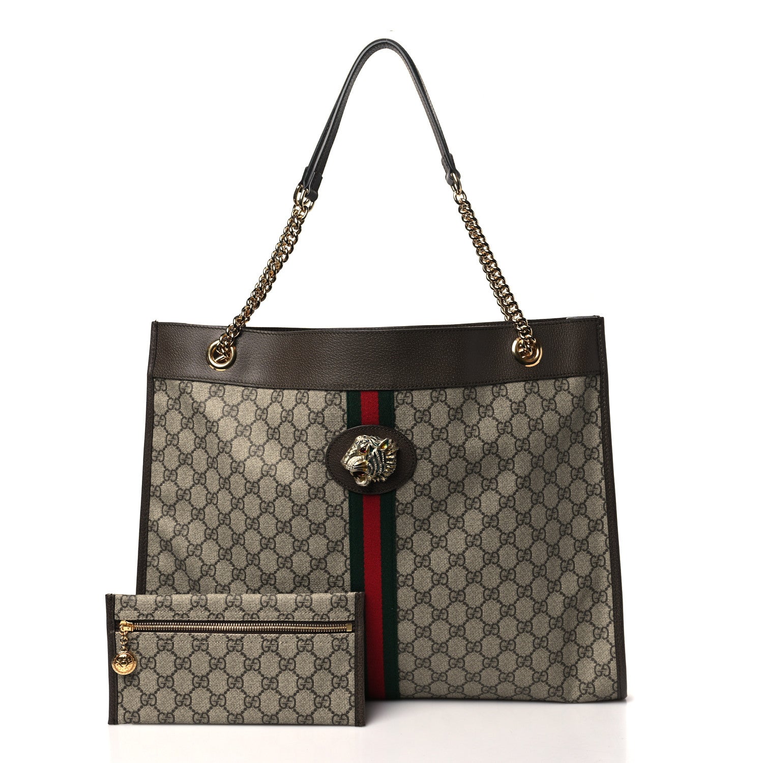 Gucci GG Supreme Monogram Large Rajah Chain Tote Beige New Acero 3 of 10