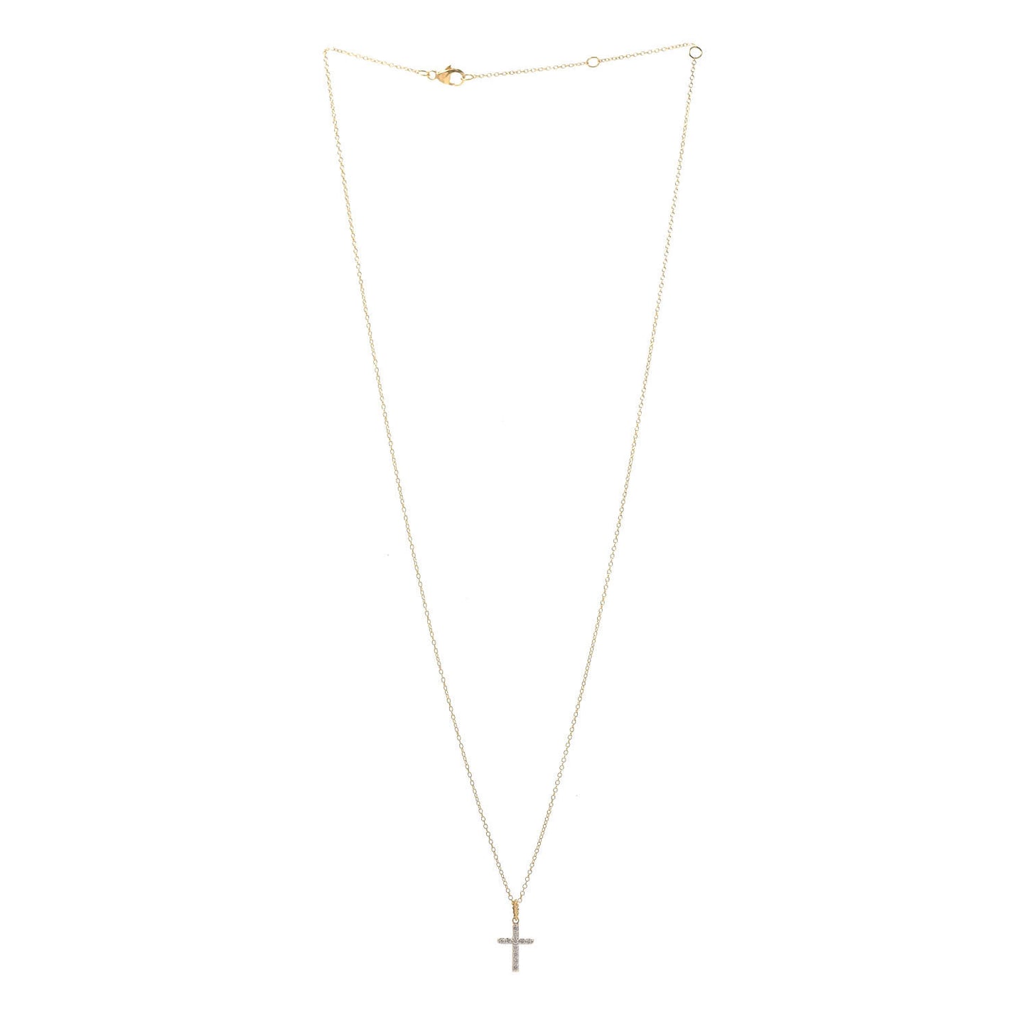 18K Yellow Gold Diamond Cable Collectibles Cross Necklace