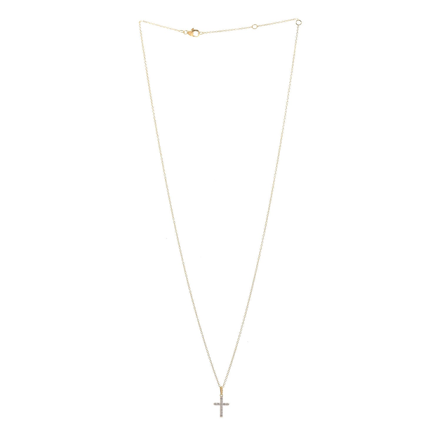 David Yurman 18K Yellow Gold Diamond Cable Collectibles Cross Necklace 3 of 5