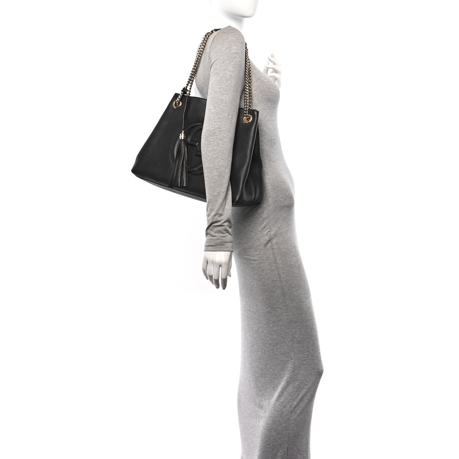 Gucci Pebbled Calfskin Medium Soho Chain Shoulder Bag Black 2 of 11