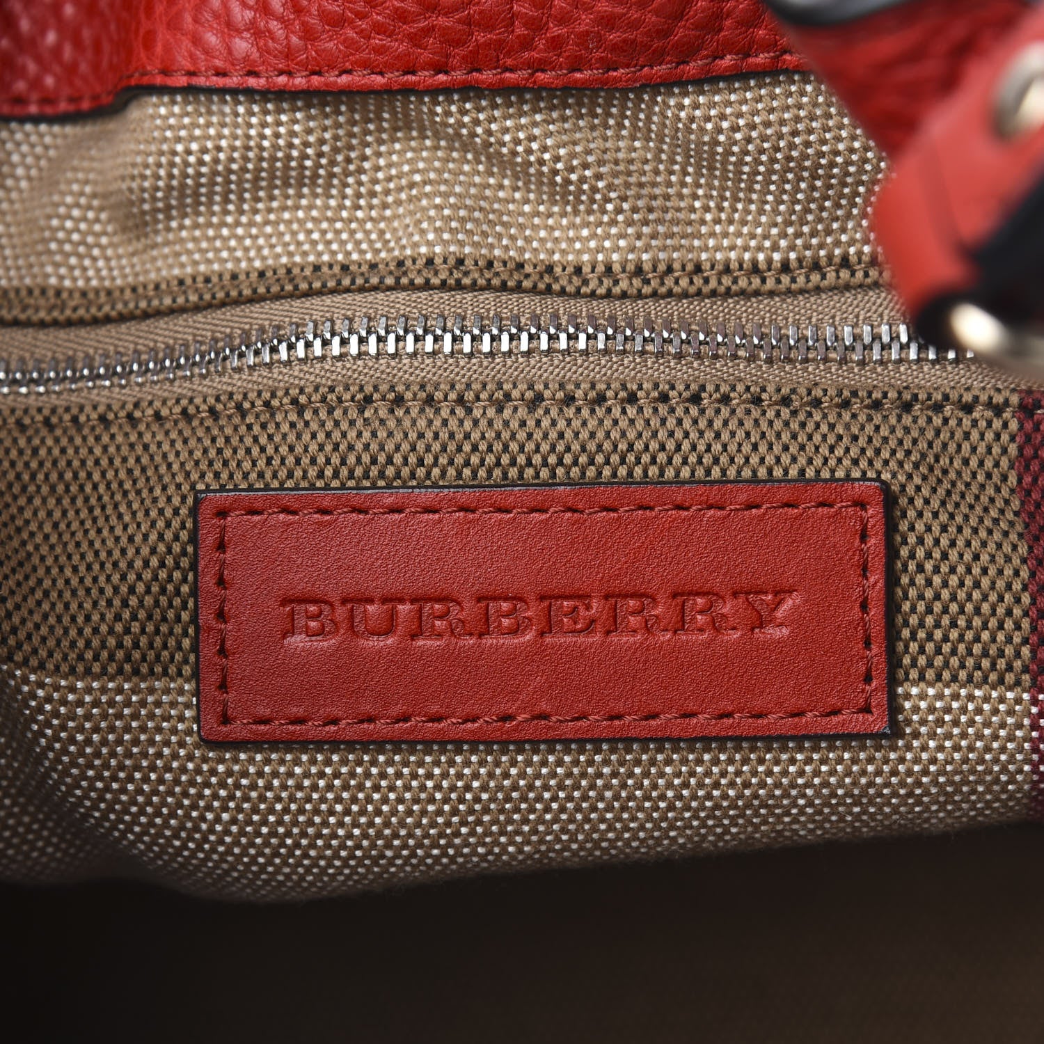 Burberry Grainy Calfskin House Check Small Maidstone Red 6 of 11
