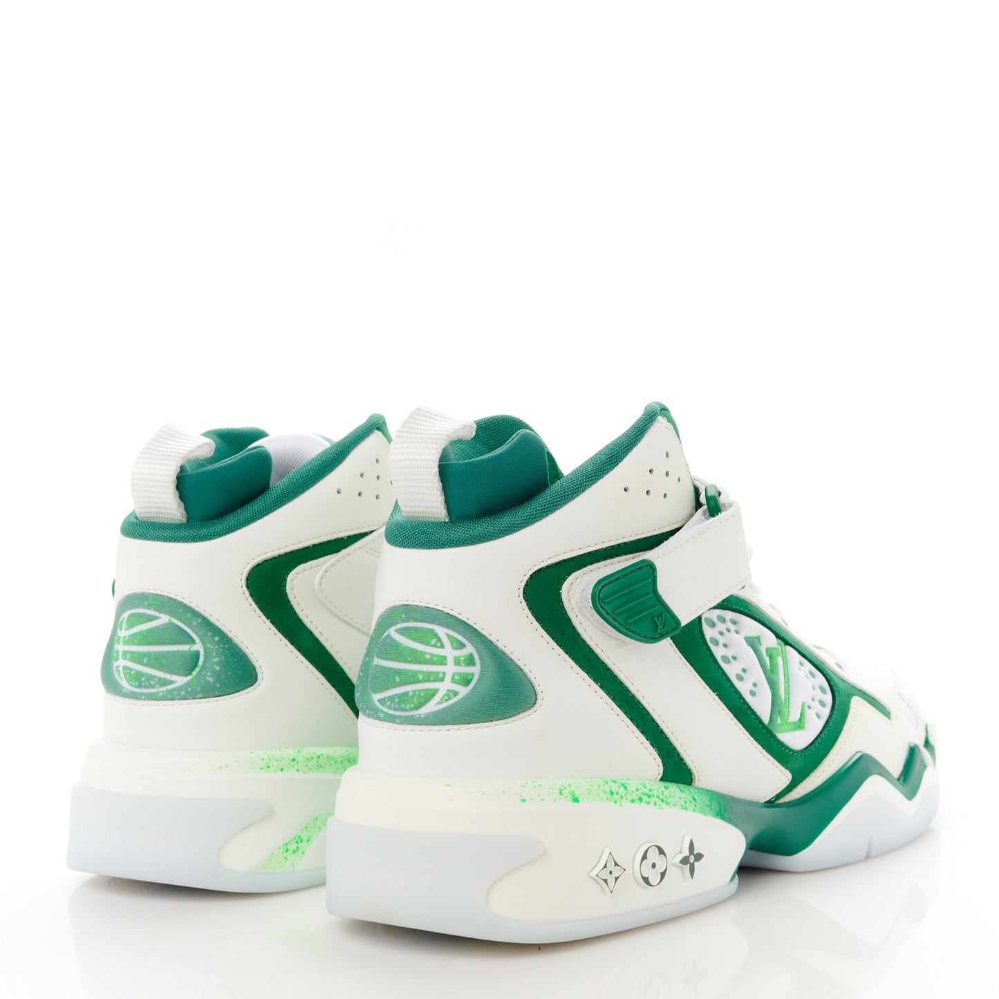Calfskin Mens LV Trainer 2 Sneaker 7.5 White Green