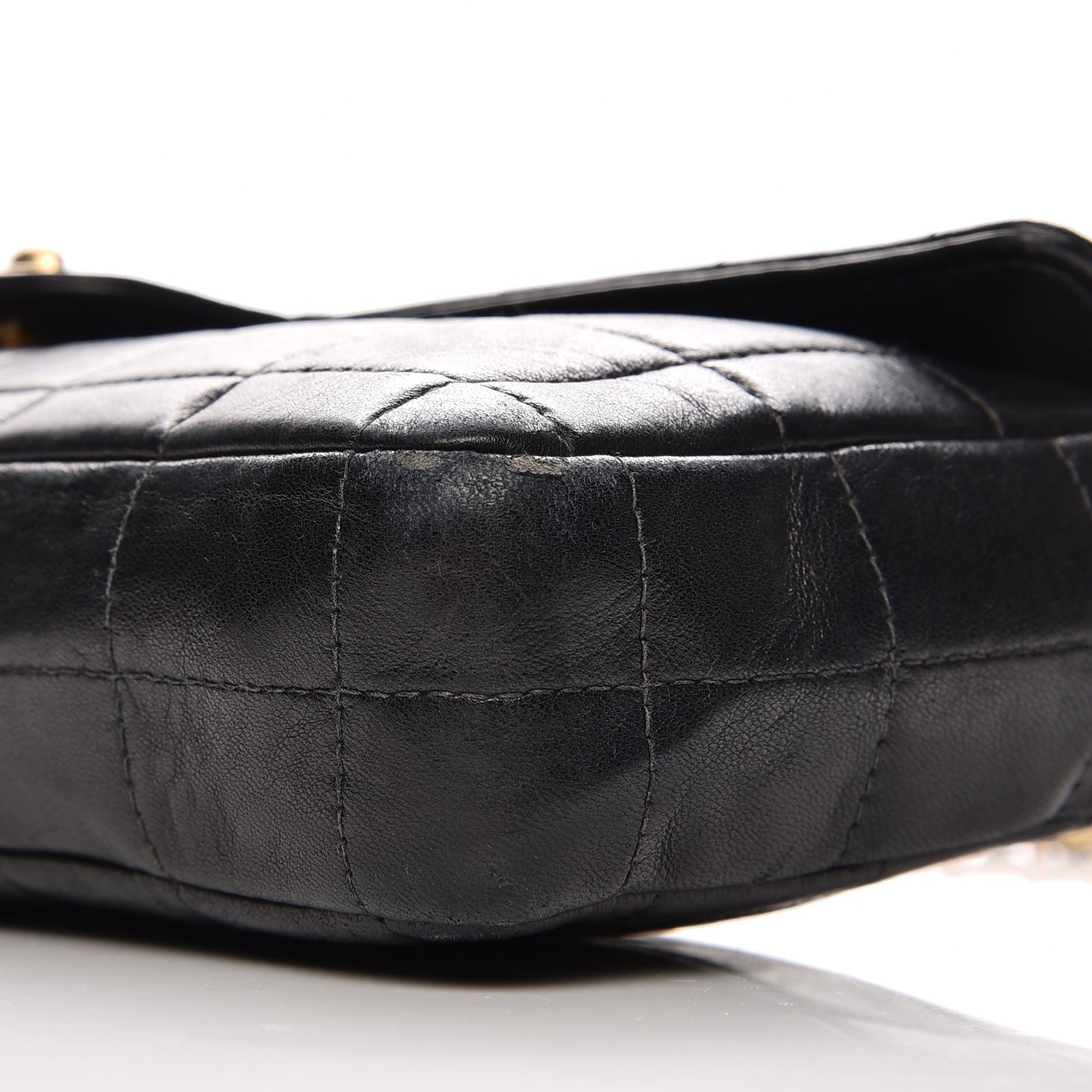 Lambskin Quilted East West Chocolate Bar Flap Black
