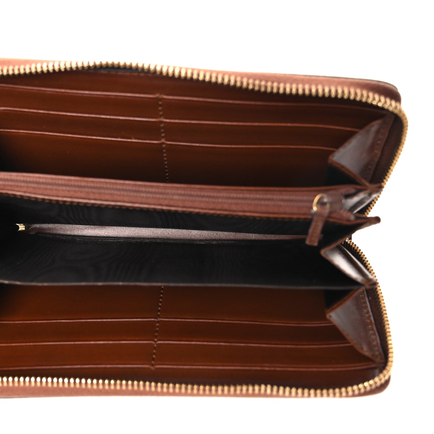 Gucci GG Supreme Monogram Cuoio Toscano Zip Around Wallet Beige Ebony Cuir 5 of 9