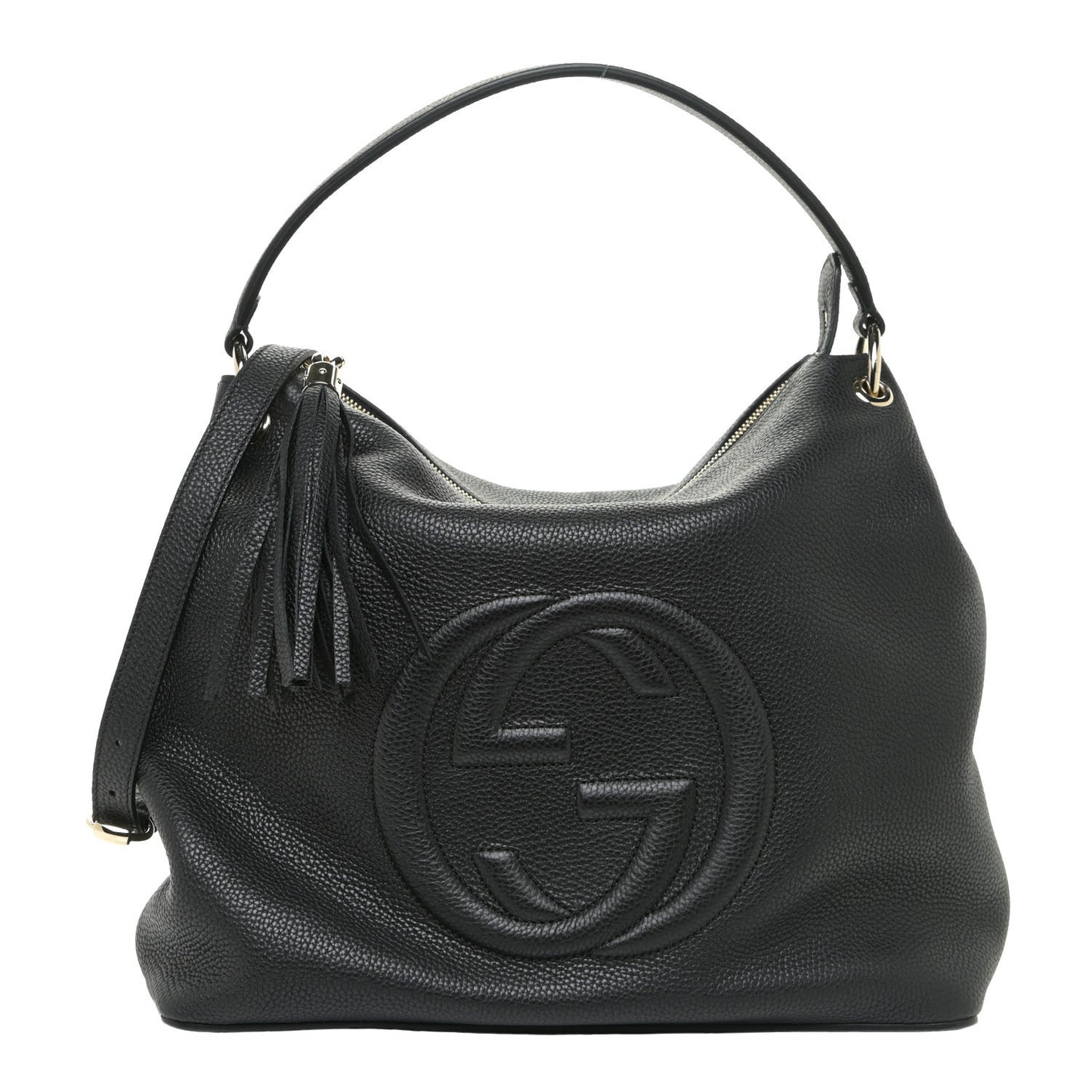 Pebbled Calfskin Large Soho Hobo Black