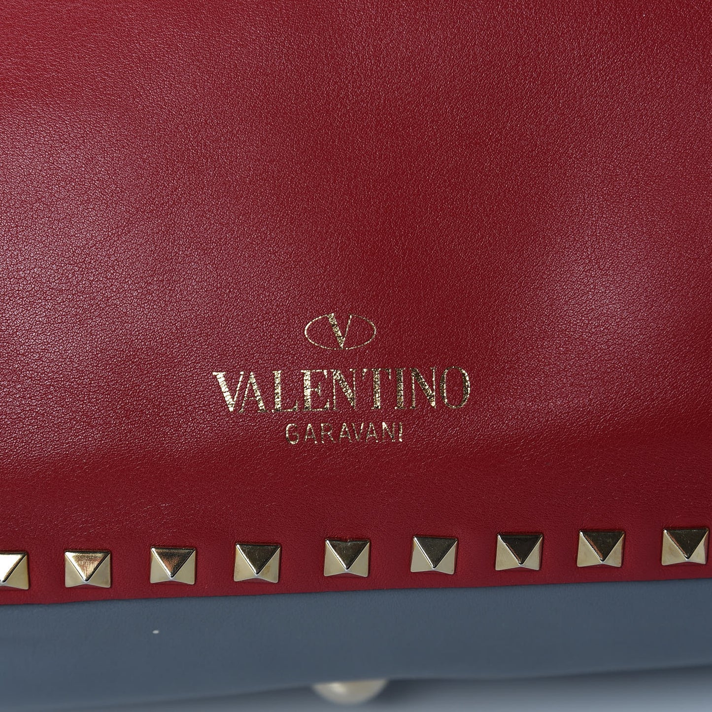 Vitello Colorblock Medium Rockstud Tote Deep Rose Clover Grey Scarlet
