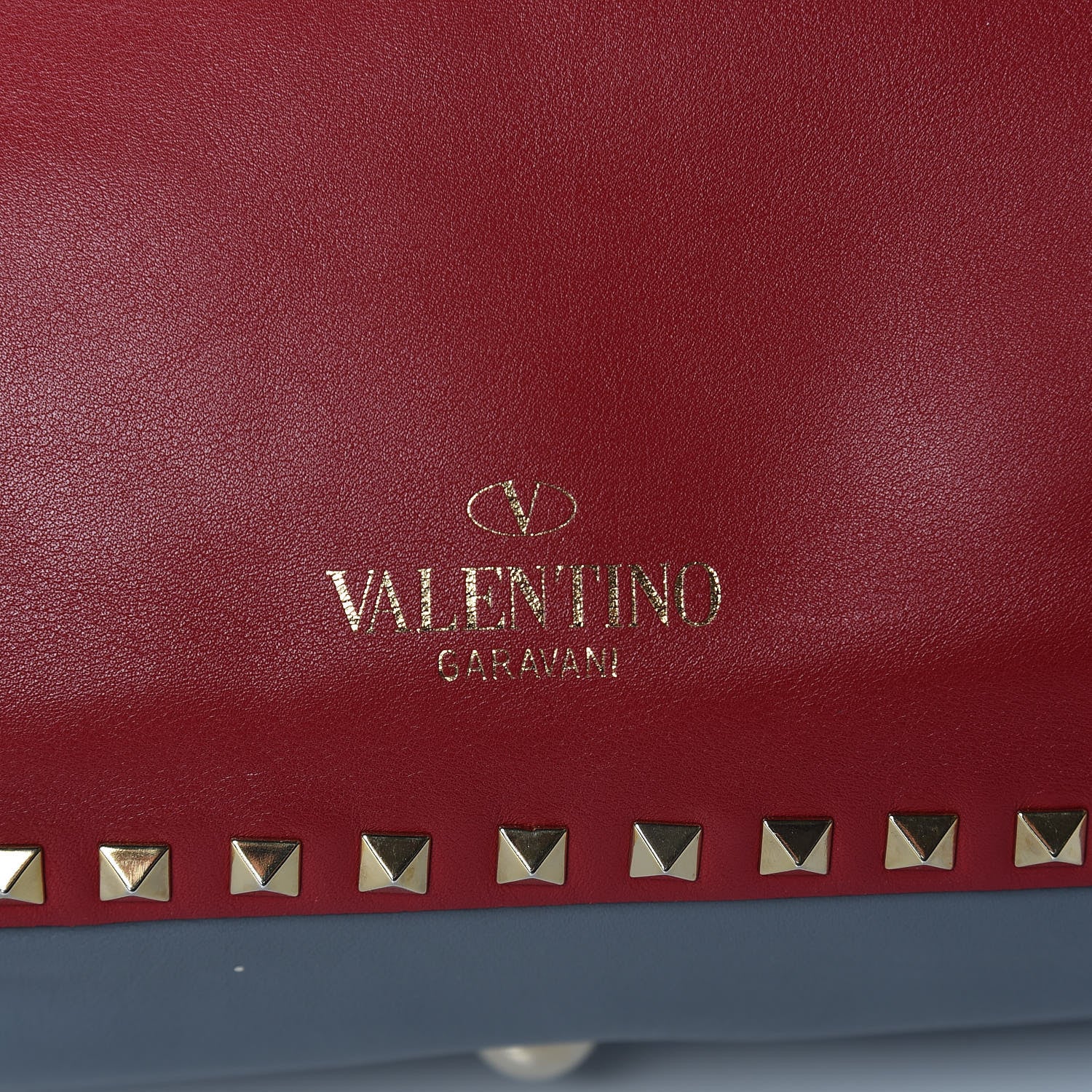 Valentino Garavani Vitello Colorblock Medium Rockstud Tote Deep Rose Clover Grey Scarlet 16 of 16