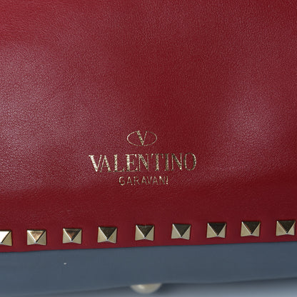 Valentino Garavani Vitello Colorblock Medium Rockstud Tote Deep Rose Clover Grey Scarlet 16 of 16