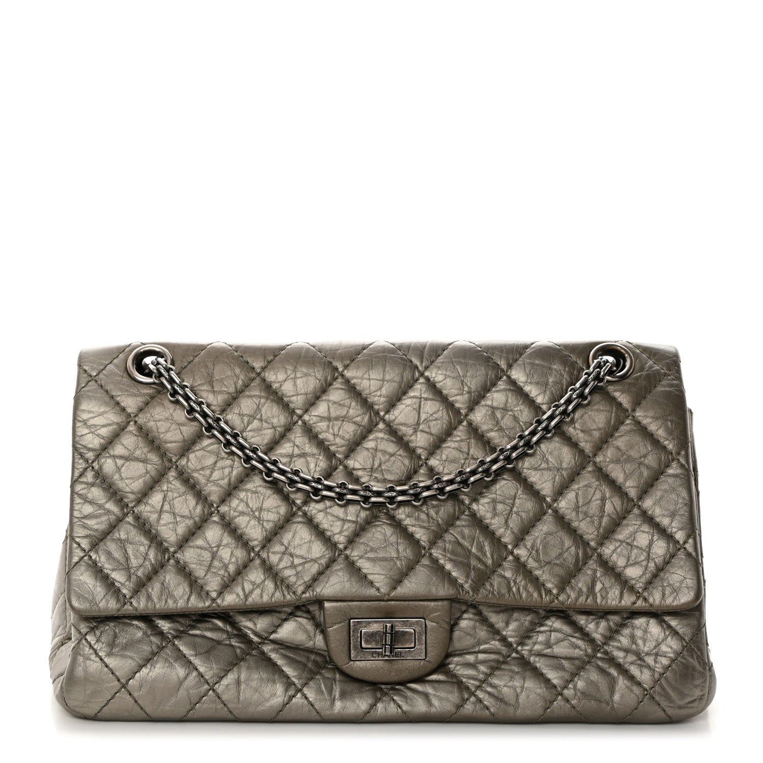 Chanel Metallic Aged Calfskin Quilted Double Compartment 2.55 Reissue 227 Grey 1 of 10