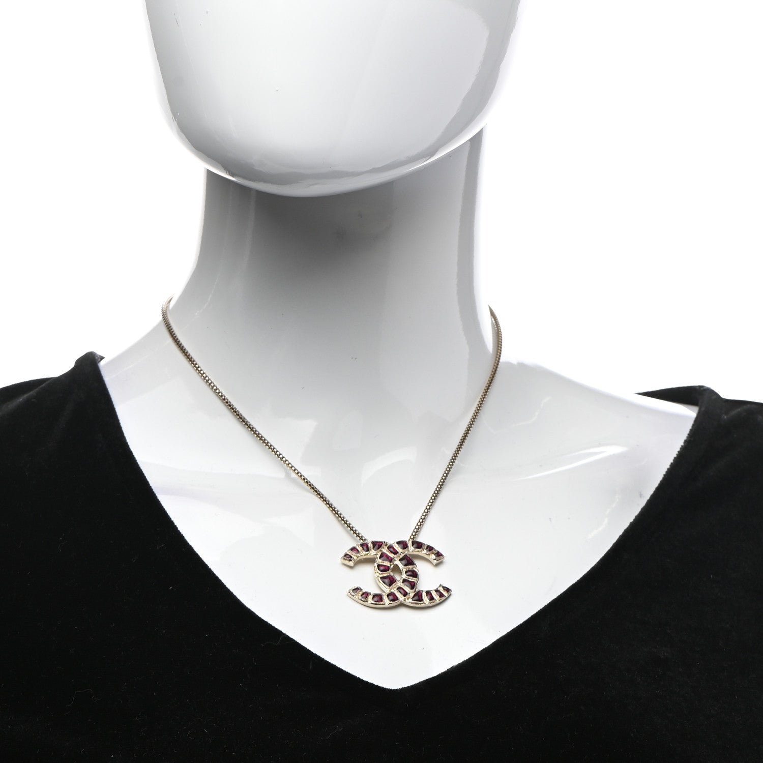 Chanel Resin Along The Nile CC Pendant Necklace Gold Purple 2 of 7