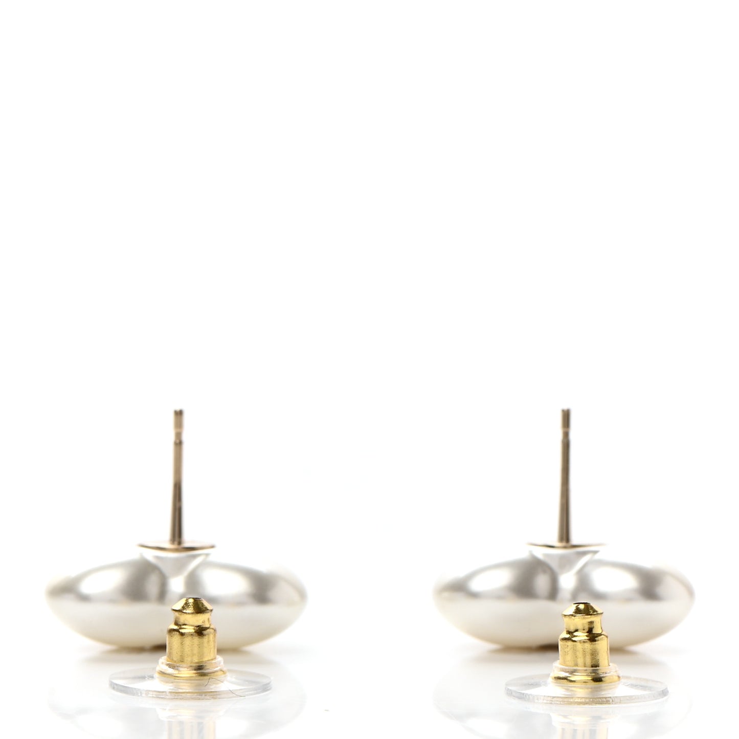 Pearl Crystal CC Heart Earrings Gold