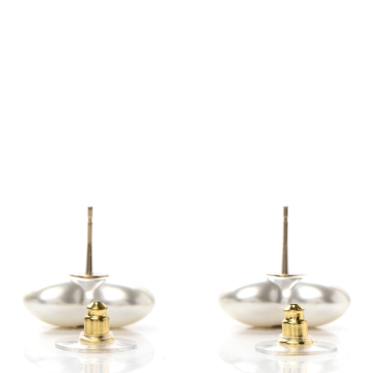 Chanel Pearl Crystal CC Heart Earrings Gold 3 of 4