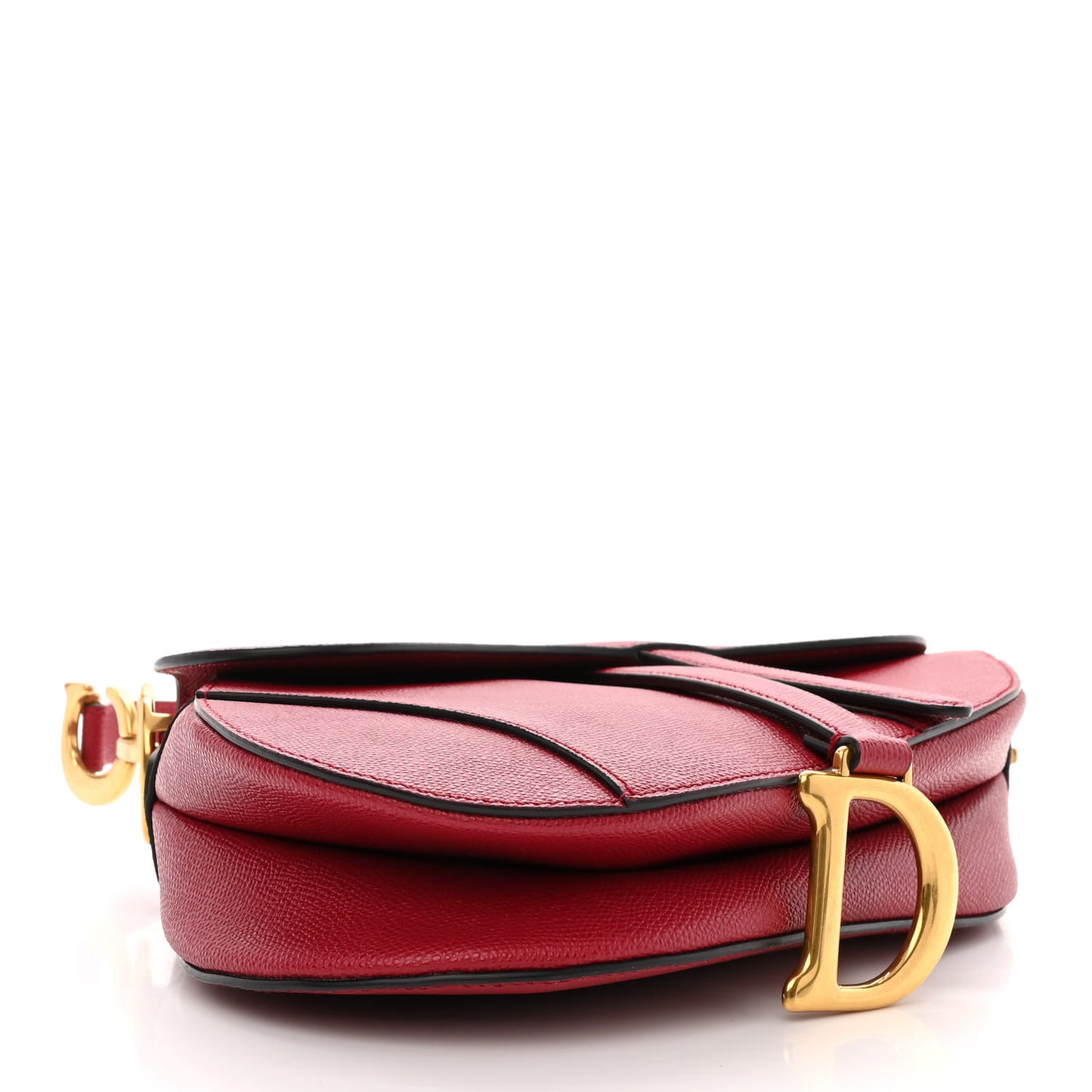 Grained Calfskin Saddle Bag Red