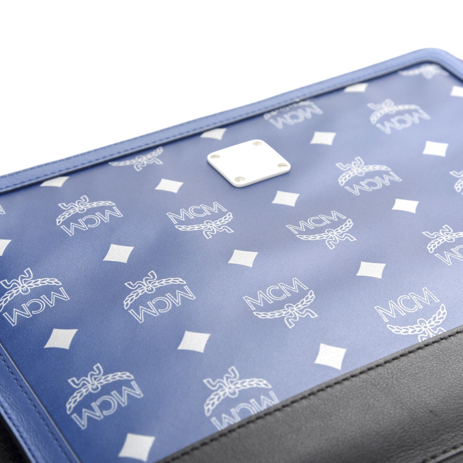 MCM Visetos Reflective Nylon Medium Galaxy Zip Top Wristlet Pouch Estate Blue 8 of 9