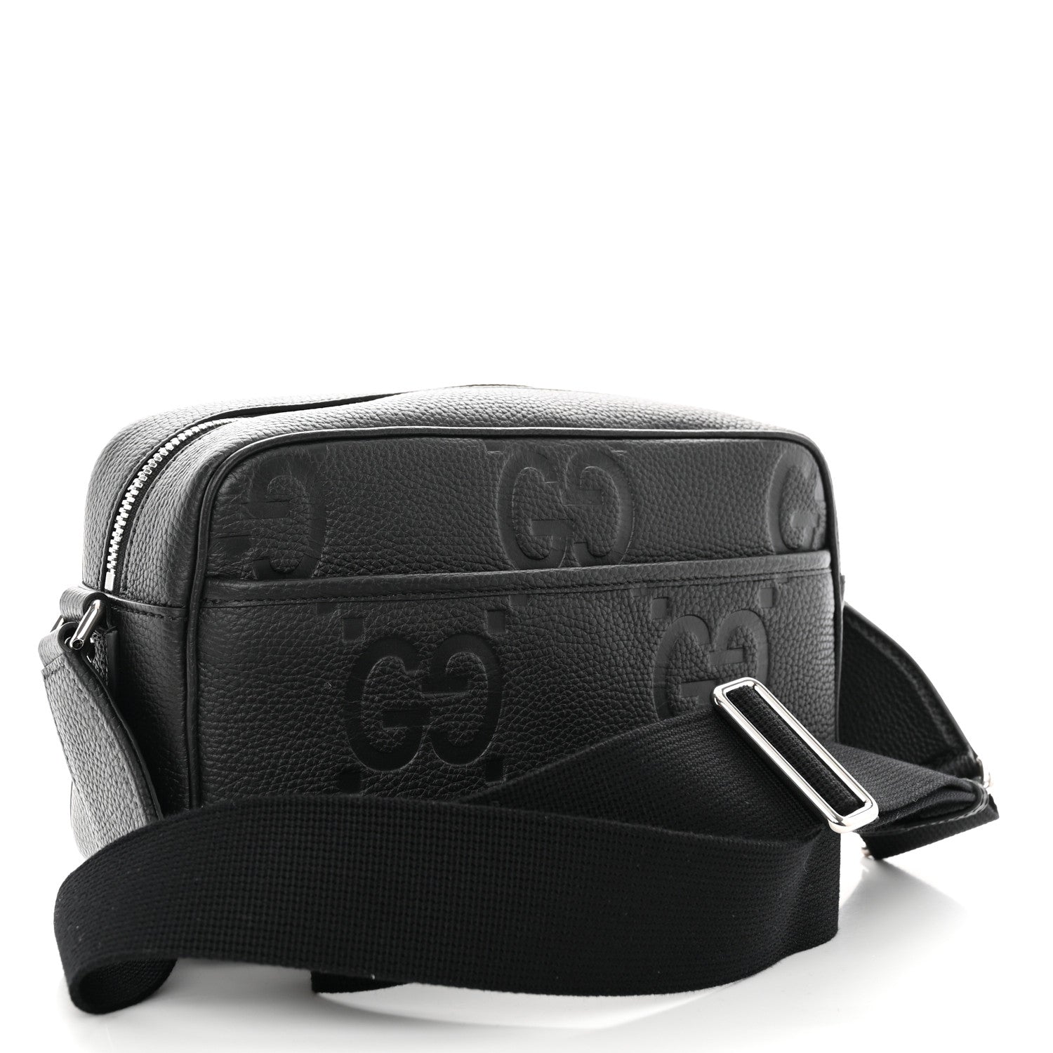 Gucci Piuma Calfskin Jumbo GG Embossed Medium Messenger Bag Black 3 of 10