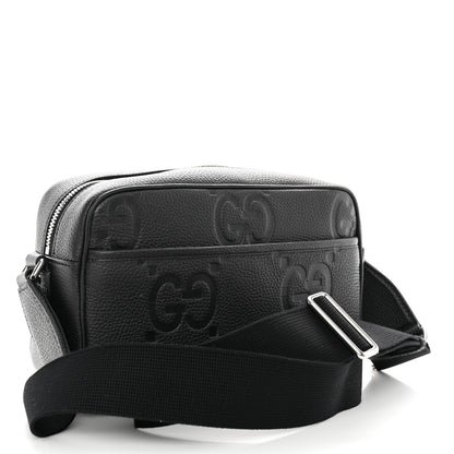 Gucci Piuma Calfskin Jumbo GG Embossed Medium Messenger Bag Black 3 of 10