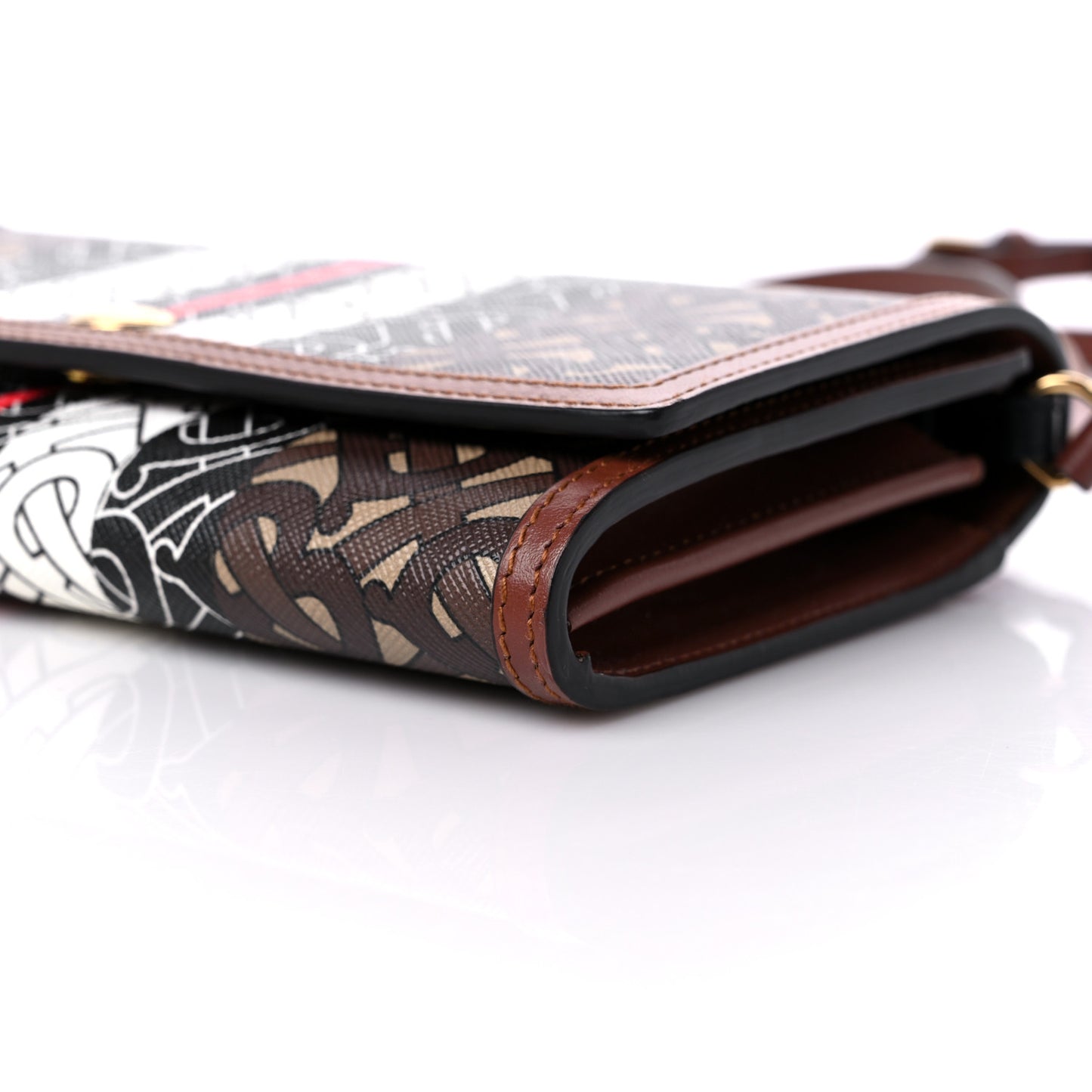E-Canvas Monogram Stripe Hannah Wallet Bridle Brown