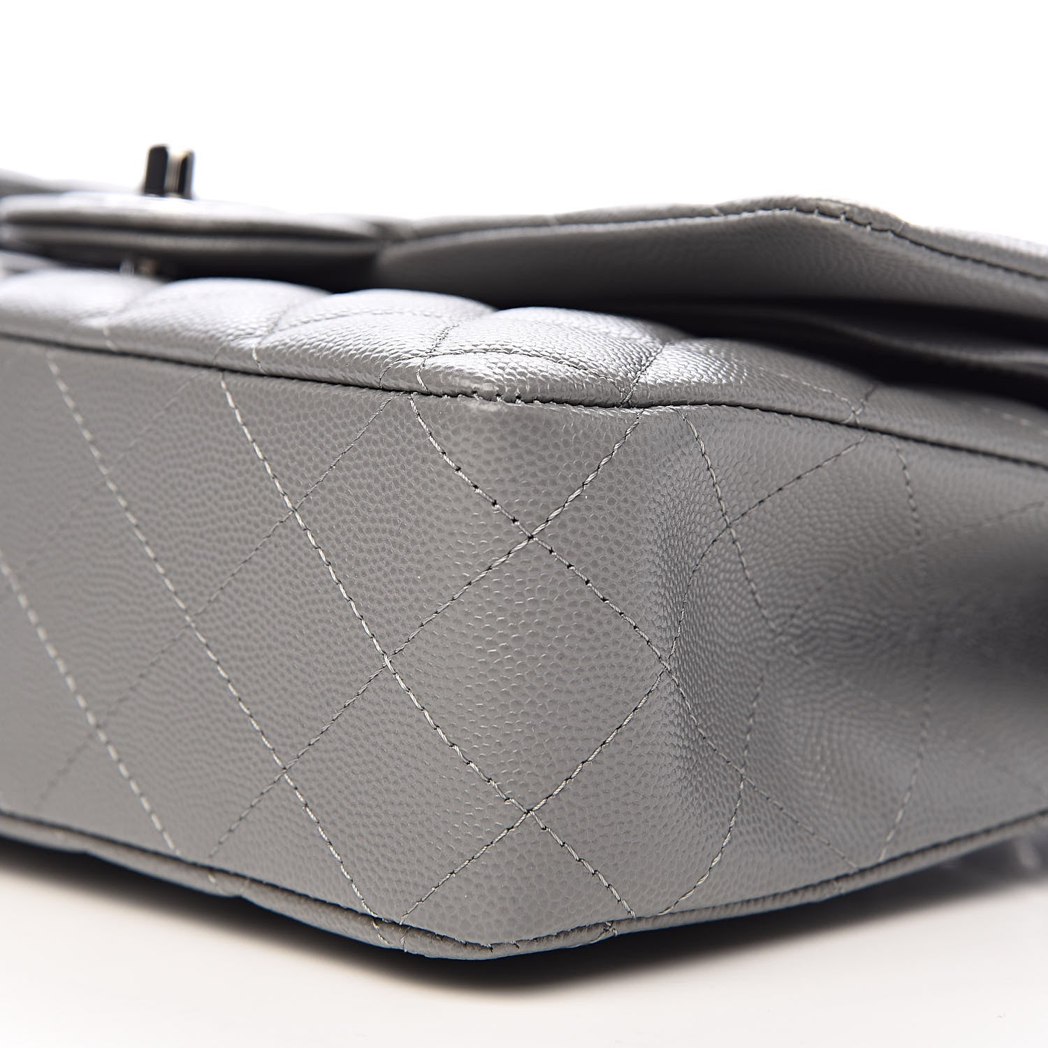 Chanel Caviar Quilted Medium Double Flap Grey 9 of 11
