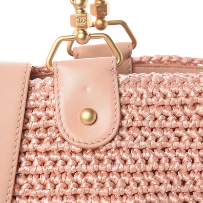 Chanel Straw Raffia Tote Pink 9 of 13