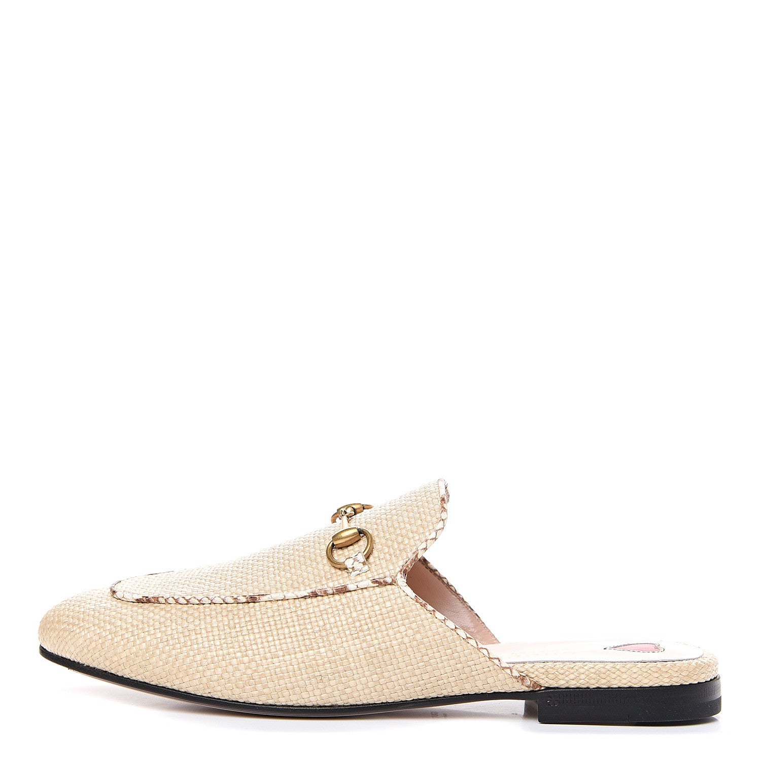 Gucci Straw Elaphe Womens Princetown Slippers 39 Natural Cream Brown 1 of 9