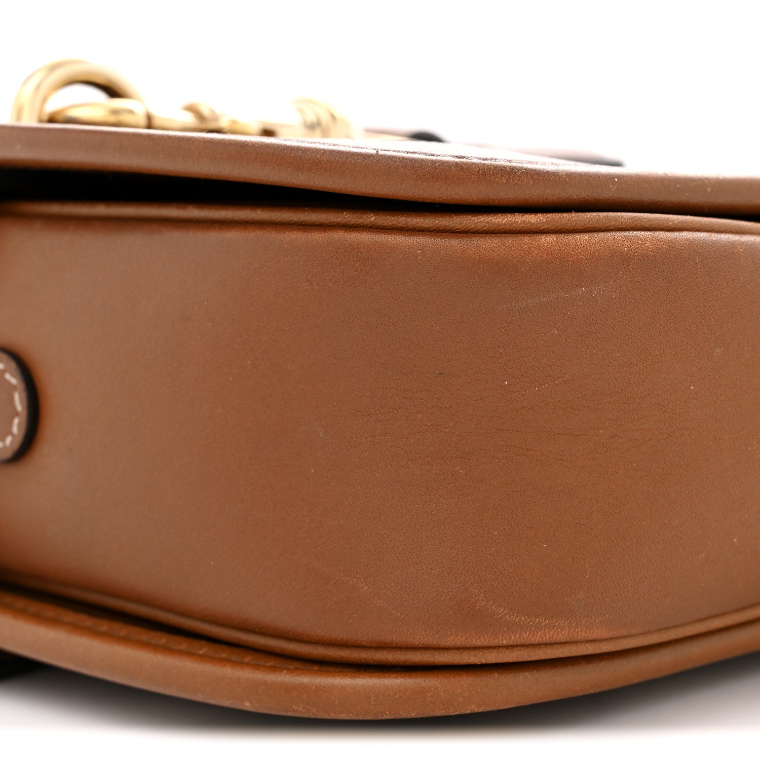 Gucci GG Supreme Monogram Textured Calfskin Emblem Mini Shoulder Bag Beige Dark Brown 10 of 13