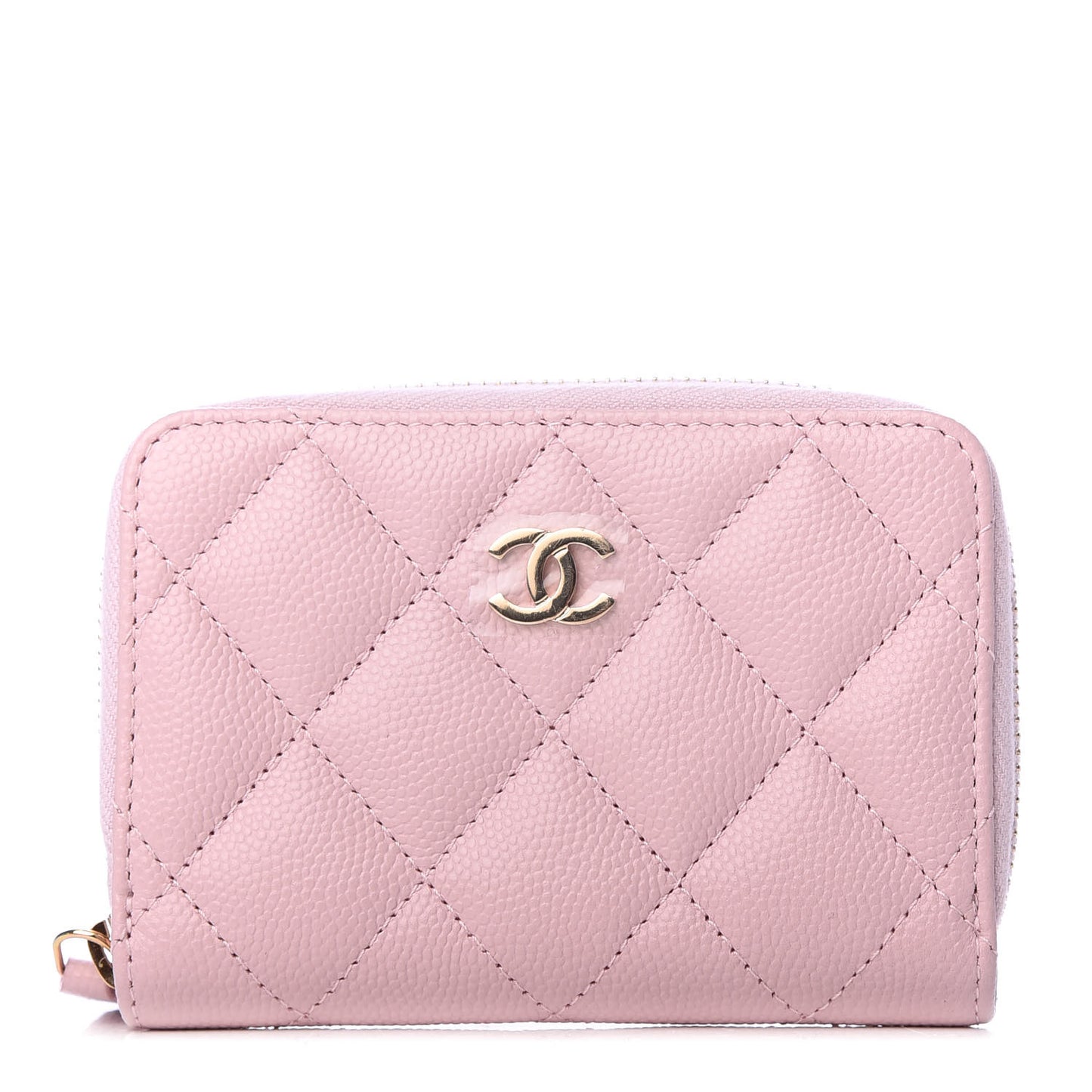 Caviar Quilted Zip Coin Purse Light Pink