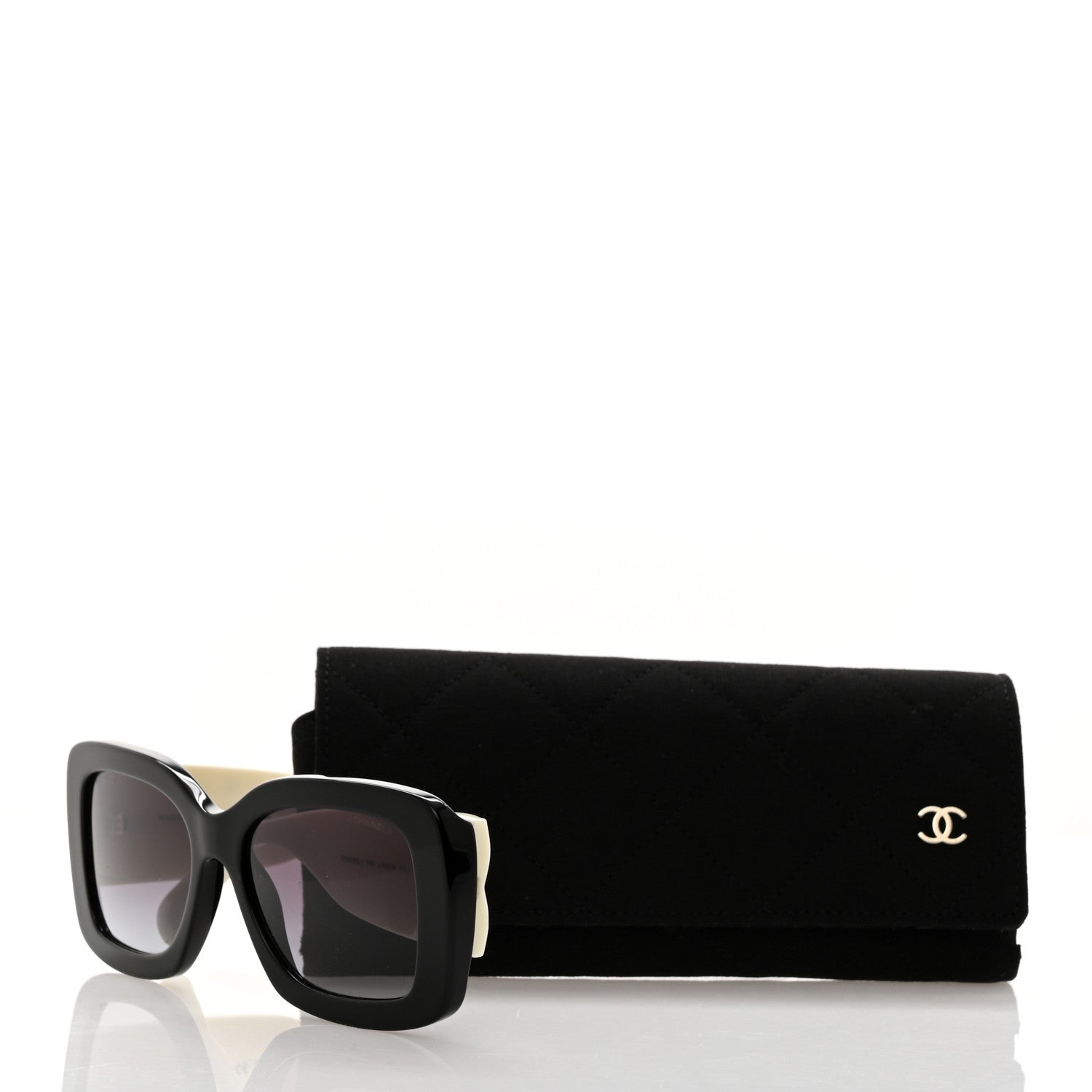 Chanel Acetate Quilted CC Rectangle Sunglasses 5483 White Black 8 of 8