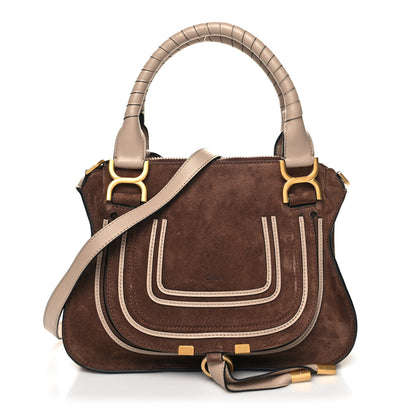 Chloe Suede Calfskin Braided Small Marcie Double Carry Pure Brown 1 of 10